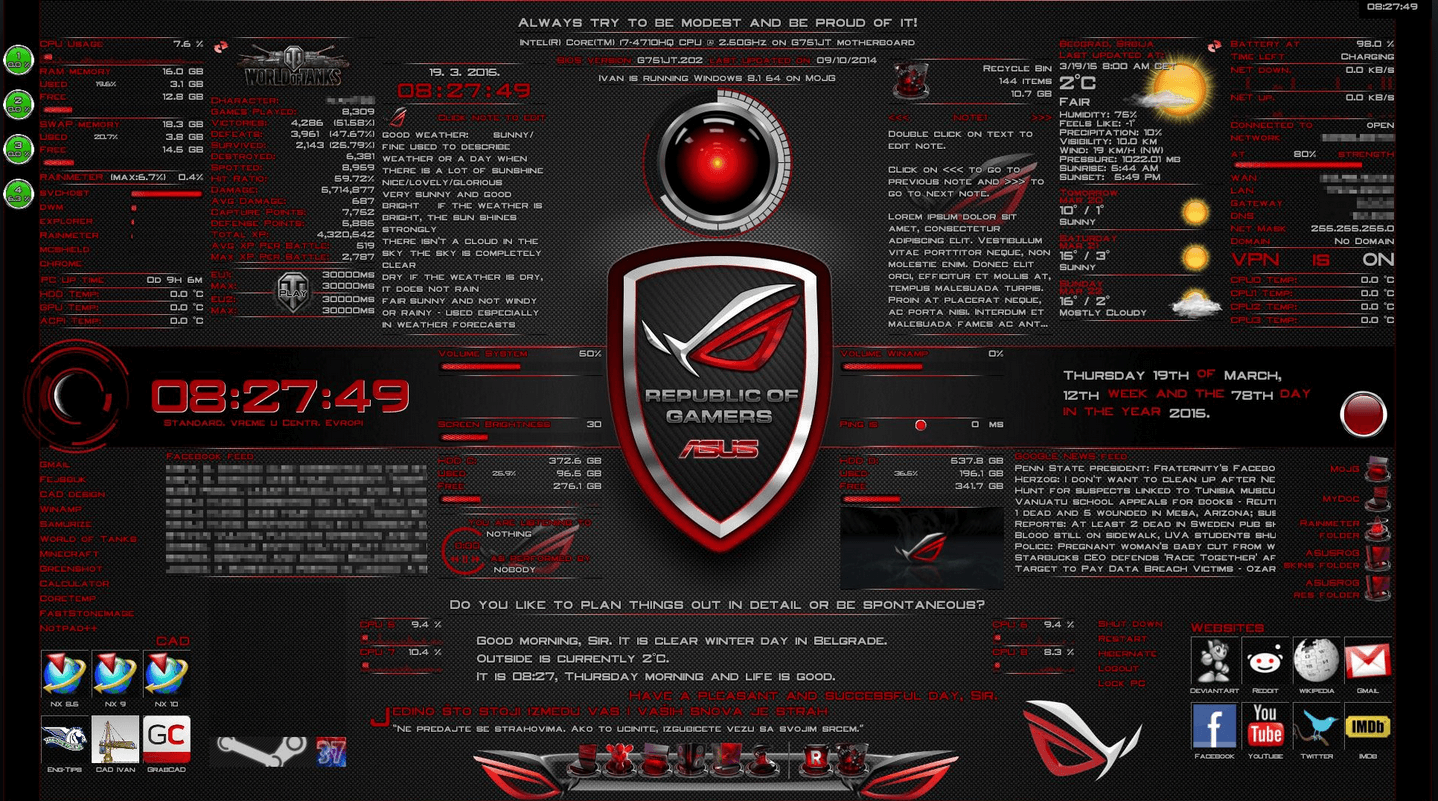 rainmeter rog skin