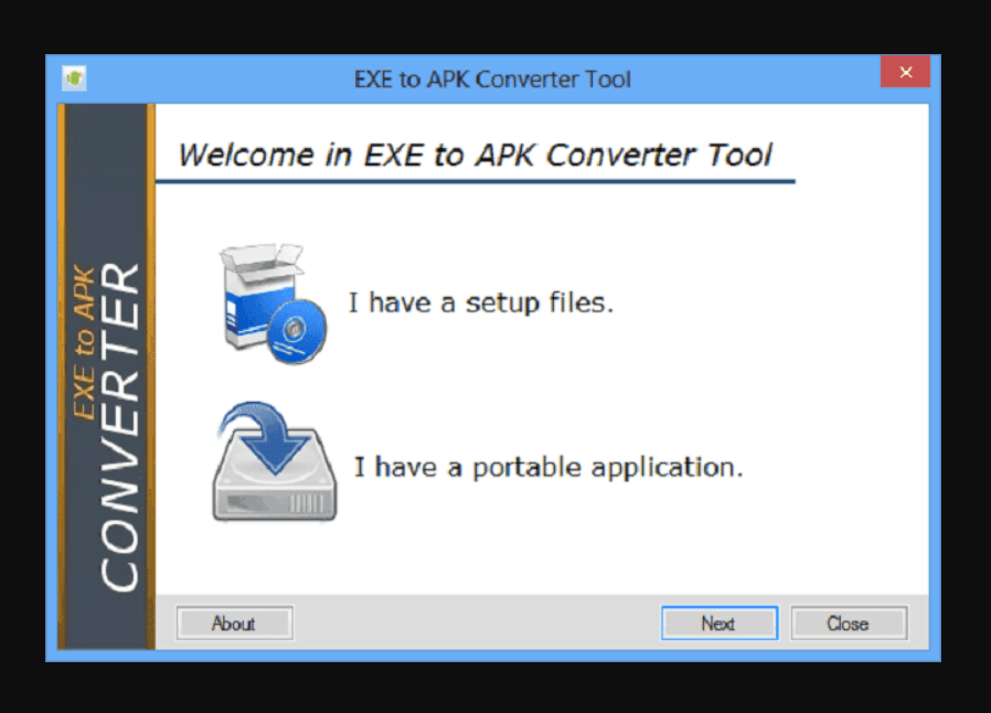 how to convert exe to apk files on windows